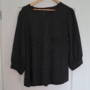 Adrianna Papell Black and White Dotted Blouse